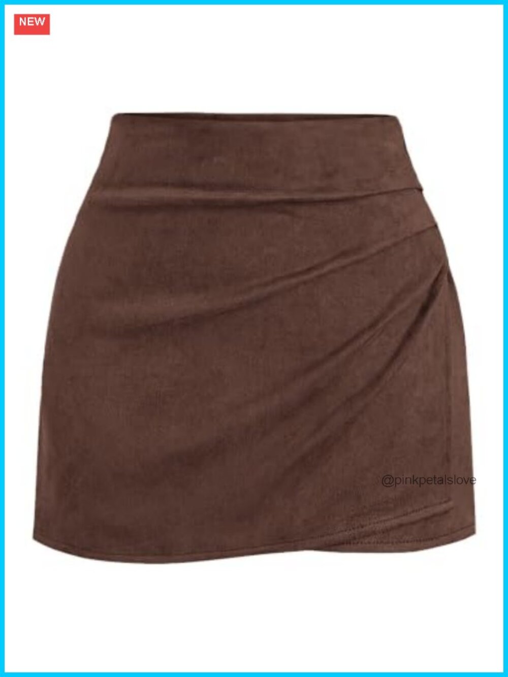 Faux Suede Mini Skirt Ruched Wrap Skort with Built-in Shorts